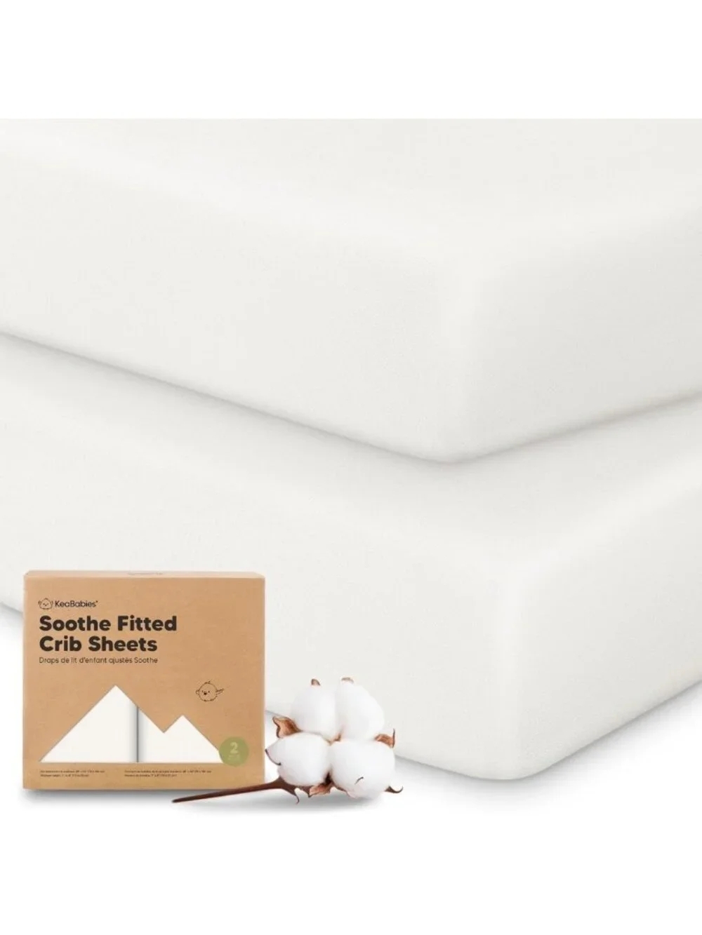Organic Crib Sheets 2-Pack - Soft Jersey Cotton Fitted Baby Bedding, Neutral